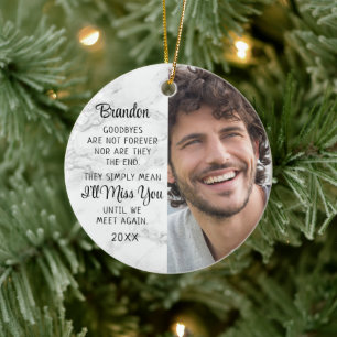 Memorial Quote Photo Herembrance Keepomwille Marbl Keramisch Ornament