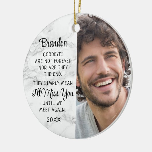 Memorial Quote Photo Herembrance Keepomwille Marbl Keramisch Ornament (Links)