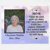 Memorial quote voor mam Custom Photo and name Fleece Deken (Voorkant (Horizontaal))