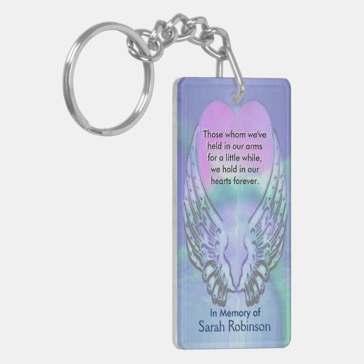 Memorial | Rainbow Heart Angel Wings Sleutelhanger (Voorkant Links)