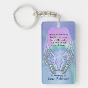 Memorial Rainbow Heart Angel Wings Sleutelhanger