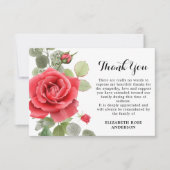 Memorial Red Rose Floral Sympathie begrafenis Bedankkaart (Voorkant)