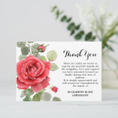 Memorial Red Rose Floral Sympathie begrafenis Bedankkaart (Staand voorkant)