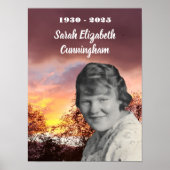 Memorial Red Sunset met bomen | Foto van overleden Poster (Voorkant)