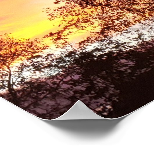 Memorial Red Sunset met bomen | Foto van overleden Poster (Hoek)