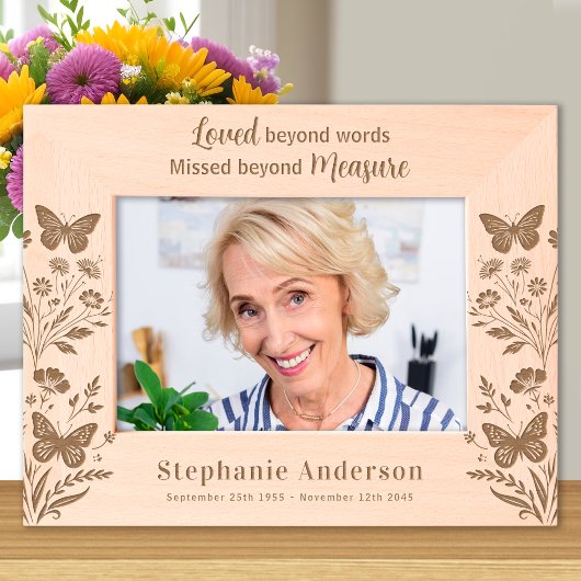 Memorial Remembrance Floral Custom Wood Afbeelding Gegraveerde Lijstjes