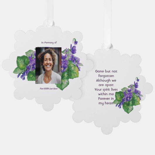 Memorial Remembrance Watercolor Wild Violet Ornament Kaart (Voorkant / Achterkant)