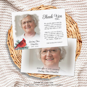 Memorial Rode Kardinaal Evergreen 2 foto's Dank u Bedankkaart