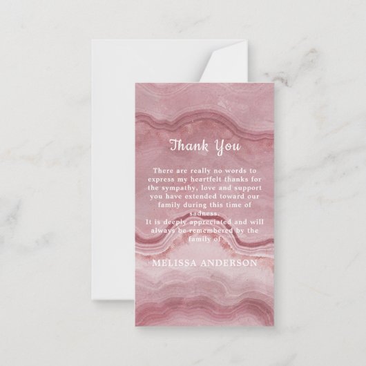 Memorial Roos Kwartz Funeral Dank u Kaart Notitiekaartje (Achterkant)