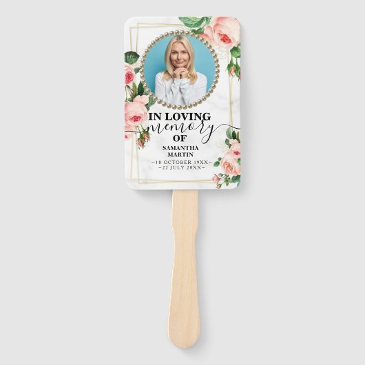 Memorial Rosy Celebration of Life Hand Fan Handwaaier (Voorkant)