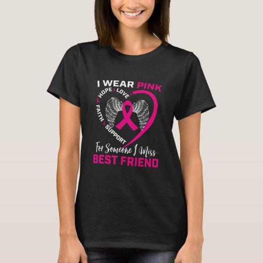Memorial roze Best Friend Breast Cancer Awareness T-shirt (Voorkant)