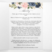 Memorial Roze Navy Waterverf Bloemen Begrafenis Drieluik Programma (Binnenkant midden)