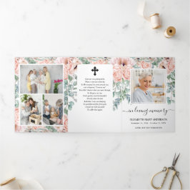 Memorial roze pioen Waterverf bloemenbegrafenis Drieluik Programma