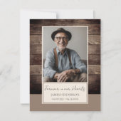 Memorial rustiek hout foto begrafenis aandenken kaart (Voorkant)