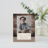 Memorial rustiek hout foto begrafenis aandenken kaart (Staand voorkant)