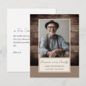 Memorial rustiek hout foto begrafenis aandenken kaart (Voorkant / Achterkant)