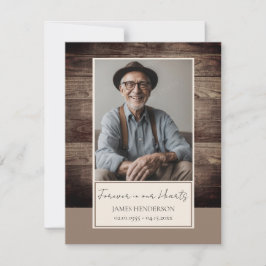 Memorial rustiek hout foto begrafenis aandenken kaart