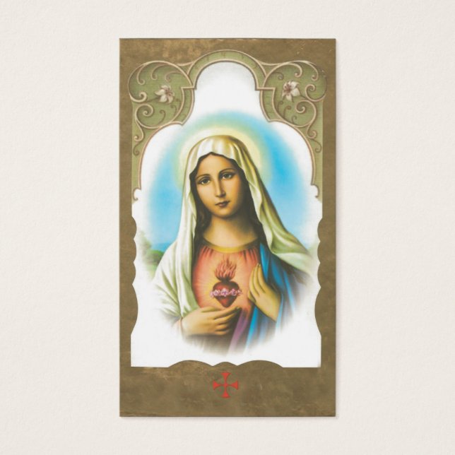 Memorial Sacred Heart van Mary Prayer Card Visitekaartje (Voorkant)