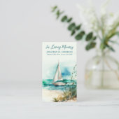 Memorial Sailboat Moderne Foto Begrafenisgebed Kaa Contactkaartje (Staand voorkant)