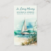 Memorial Sailboat Moderne Foto Begrafenisgebed Kaa Contactkaartje (Voorkant)