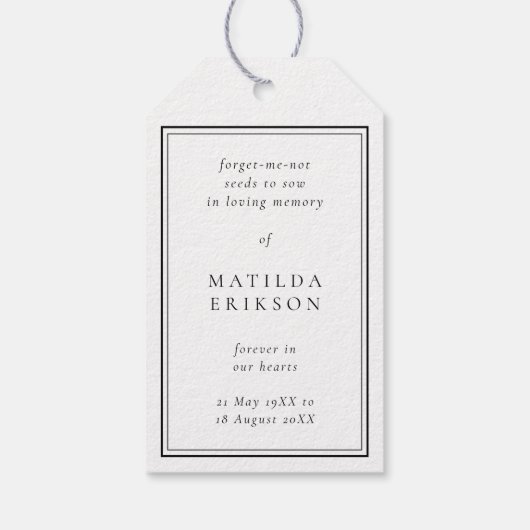 Memorial Seed Packet | Elegant Uitvaartcadeau Cadeaulabel (Achterkant)
