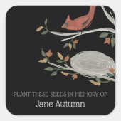 Memorial Seeds Kardinaal Herfst Vierkante Sticker (Voorkant)