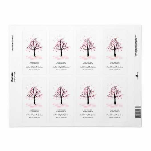 Memorial Seeds Pink Blossom Tree Adres Etiket (Full Sheet)