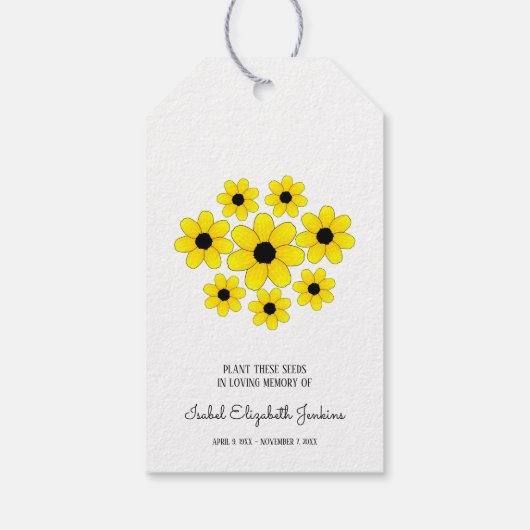 Memorial Seeds Yellow Daisy Funeral Keepomwille Cadeaulabel (Achterkant)