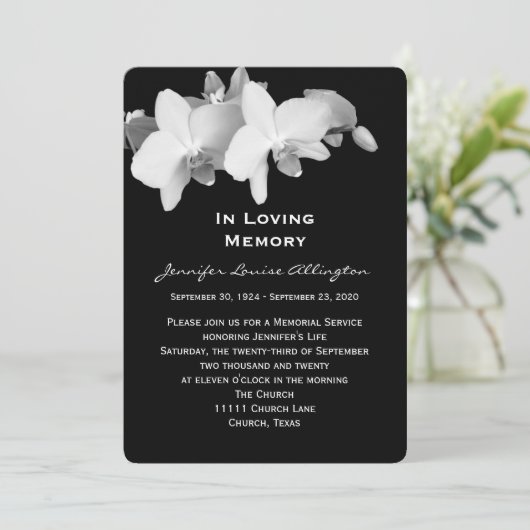 Memorial Service Aankondiging - Orchideeën (Staand voorkant)
