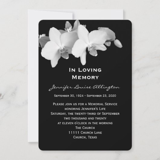 Memorial Service Aankondiging - Orchideeën (Voorkant)