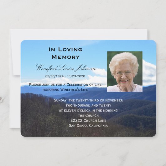 Memorial Service aankondiging uitnodiging foto (Voorkant)