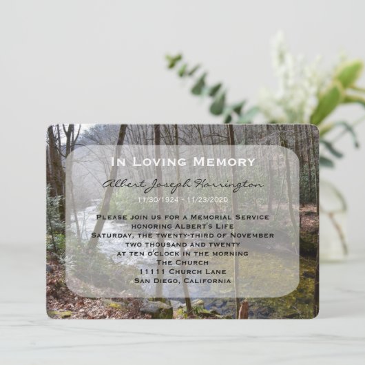 Memorial Service Aankondiging Uitnodigingsbos (Staand voorkant)