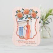 Memorial Service Abriot Rozen White Daisies Foto Kaart (Staand voorkant)