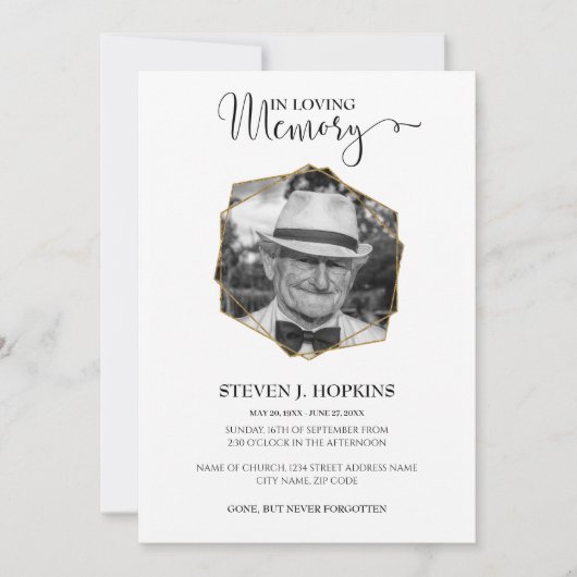 Memorial Service Announement Foto Uitnodiging (Voorkant)