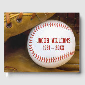 Memorial Service Baseball In Glove Gastenboek (Voorkant)