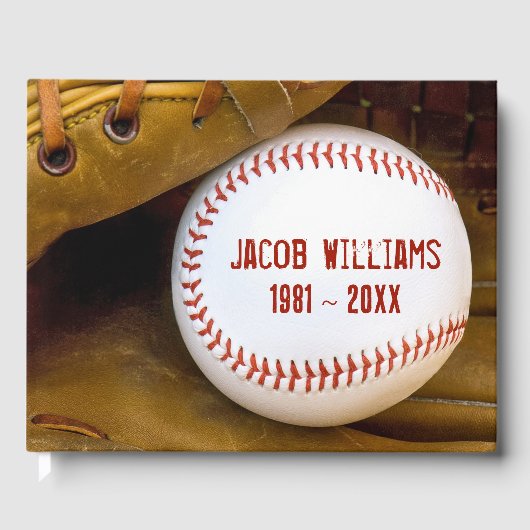 Memorial Service Baseball In Glove Gastenboek (Voorkant)