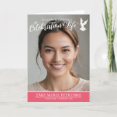 Memorial service begrafenis dove rood roze roos fo programma (Voorkant)