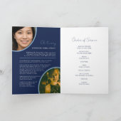 Memorial Service begrafenis hart ovaal foto blauw Programma (Binnen)