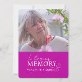 Memorial Service begrafenis ovaal foto roze Kaart (Achterkant)