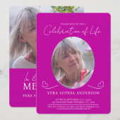 Memorial Service begrafenis ovaal foto roze Kaart (Voorkant / Achterkant)