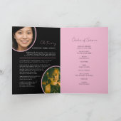 Memorial Service begrafenis ovaal foto roze zwart Programma (Binnen)