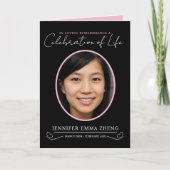 Memorial Service begrafenis ovaal foto roze zwart Programma (Voorkant)