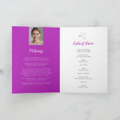 Memorial service begrafenisduif paarse roos foto programma (Binnen)