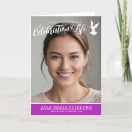 Memorial service begrafenisduif paarse roos foto programma