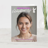 Memorial service begrafenisduif paarse roze foto programma (Voorkant)