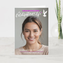 Memorial service begrafenisduif paarse roze foto programma