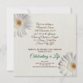 Memorial Service Beige Bow White Daisies Foto Kaart (Achterkant)