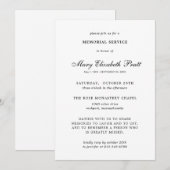 Memorial Service Black White Elegant Funeral Kaart (Voorkant / Achterkant)