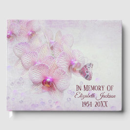Memorial Service Butterfly On Pink Orchids Gastenboek