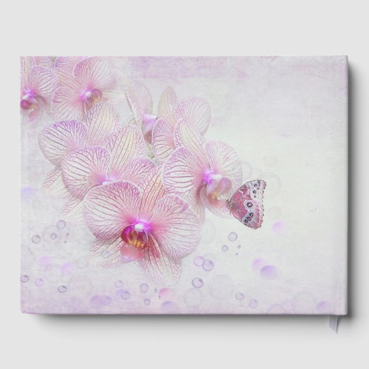 Memorial Service Butterfly On Pink Orchids Gastenboek (Achterkant)
